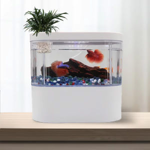 USB Mini Desktop Aquarium Fish Tank with Biochemical Filtration System LED Light Betta Fish Ecological Water Cycle Goldfish Tank