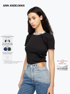 ANN ANDELMAN | Black High Waist Round Neck Short Sleeve T Shirt