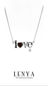 LENYA สร้อยคอพลอยโกเมน เสริมด้านใจแกร่ง สำเร็จ มั่นคง ขนาด 6 มิล ตัวเรือนเงินแท้925 ชุบทองคำขาว