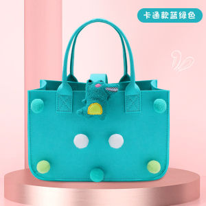 กระเป๋าผ้าสักหลาดน่ารักแบบใหม่กระเป๋าถือกระเป๋าคุณแม่ลายการ์ตูนถุงช้อปปิ้งของขวัญสำหรับงานเลี้ยงครบร้อยวันกระเป๋าถือใบเล็กสำหรับผู้หญิงตุ๊กตา