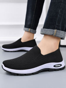 Beijing Dad Slip-On Work Shoes Mens Black Casual Fashionable Breathable Wear-Resistant Rubber Bottom Flat Bottom Chef Shoes