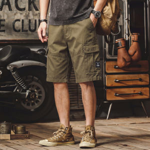 Cotton Work Shorts with Multiple Pockets Loose Fit