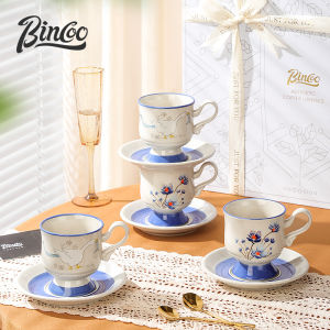 BINCOO Kitchen 280mL Medieval Style Ceramic Cappuccino Cups Coffee Cup Set