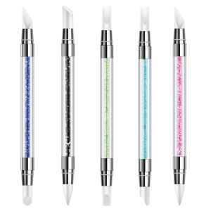 1/5Pcs Nail Art Sculpture Pen Dual Tipped Silicone Nail Tools Rhinestone Nail Art Silicone Brushes for Design Nail Carving