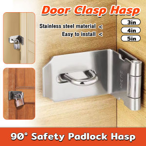 Digeo 3/4/5 Inches 90/180 Degree Padlock Hasp Stainless Steel Security Door Clasp Hasp Lock Latch