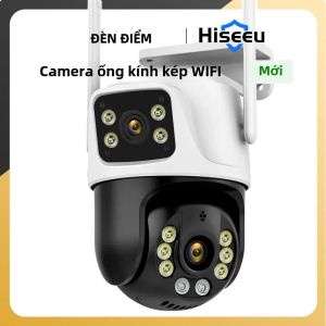 Hiseeu 4K 8MP Camera Giám Sát Wifi Ống Kính Kép AI Con Người Phát Hiện Zoom Kỹ Thuật Số 4X Camera IP PTZ An Ninh Ngoài Trời Không Dây