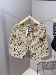 กางเกงขาสั้นทรงตรงชายผ้าโพลีเอสเตอร์ทรงลำลองฤดูร้อนปี 2025 กางเกงขาสั้นชายห้าส่วนพิมพ์ลายกางเกงขายาวชายชาย