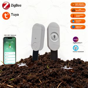Zigbee Temperature Humidity Soil Moisture Sensor Meter Optional Light Detector Garden Irrigation For Tuya Z2M Home Assistant APP