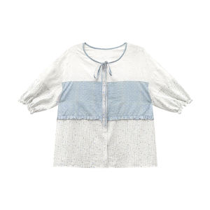 Patched Drawstring Loose Short Sleeve Shirt