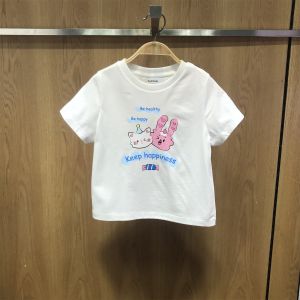 Baby Girls Short Sleeve T-Shirt Pure Cotton Breathable round Neck Print Top Summer Clothes Cartoon Design Comfortable Base Shirt