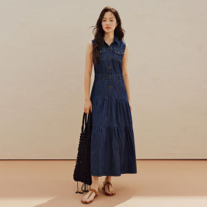 INMAN | Vintage Sleeveless A-Line High-Waisted Jeans Dress
