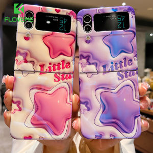 FLOVEME 3D Litter Star Printed Phone Case For Samsung Galaxy Z Flip 5 Flip 4 Flip 3 5G INS Cute All-inclusive Soft Silicone Back Cover For Galaxy Z Flip 5 Flip 4 Flip 3