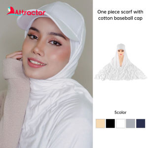 【Malaysia stock】2-In-1 Fashion Sports Style Solid Color Scarf With Cotton Baseball Cap One 2-Piece Set Head Plus Hat Sunshade Sunscreen Shirt SL