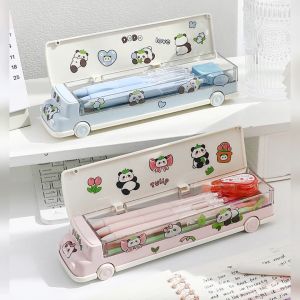 Cute Panda Pencil case Double layer large capacity pencil storage case Male girl high appearance level pencil case Student pencil case