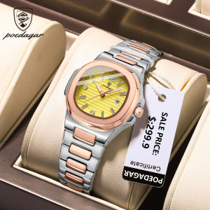 POEDAGAR Watch for Woman Original Square Dial Luminous Waterproof Date Ladies Wristwatch Formal Clock Reloj+box