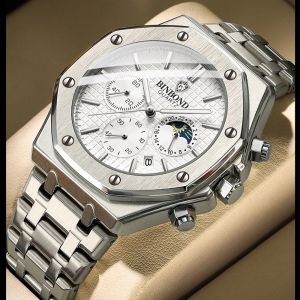 BINBOND 0161 แฟชั่นผู้ชายนาฬิกาควอตซ์สามตาหกเข็ม Chronograph กันน้ําปฏิทินผู้ชายนาฬิกาควอตซ์