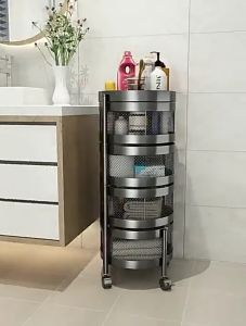 SHENAR Rak Troli Susun Putar Besi Dapur Serbaguna Tingkat Model Bulat / Rotary Multilayer Organizer