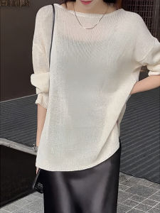 Elegant Design Unique Round Neck Ice Silk Long Sleeve Womens Top