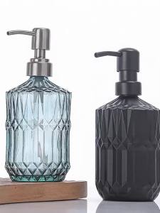 EELHOE | 400ml Capacity Leak-Proof Glass Hand Soap Dispenser With Diamond Textured And Rustproof Pump For Bathroom Kitchen Countertop