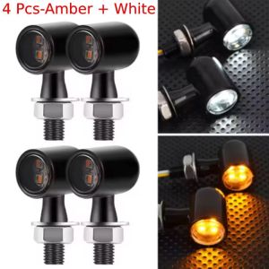 Đèn LED Báo Rẽ Xe Máy 12V 8mm Đèn Xi Nhan Mini Cho Honda Yamaha Kawasaki Cafe Racer Đèn Báo Hiệu Màu Đen Hổ Phách/đỏ/trắng