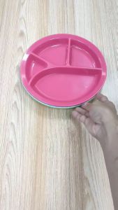 (6 in 1) - REUSABLE DIVIDED PLASTIC PLATE / ROUND AND RECTANGULAR CANTEEN PLATE / KID’S PARTY PLATE