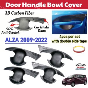 Car Door Handle Bowl ALZA 2009-2022 3D Carbon Cover Protector Anti Scratch Accessories
