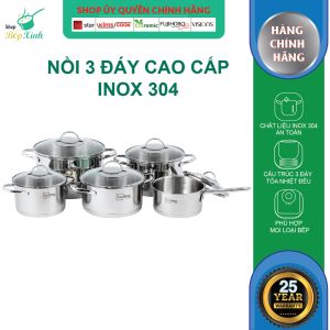 Bộ nồi quánh inox cao cấp FiveStar Plus inox 304 Kiểu Silic 5 chiếc  quai oval  nắp kính  nồi dùng được bếp từ  hồng ngoại  gas  bảo hành 25cm năm - Shop Bếp Xinh