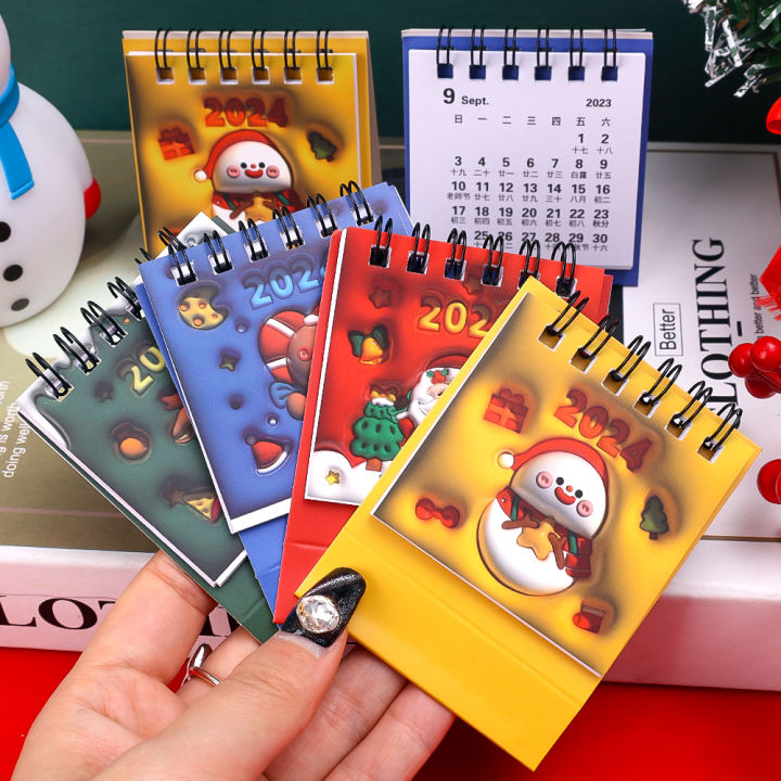 3D Cartoon Painting Small Calendar Creative Christmas Decoration Mini ...