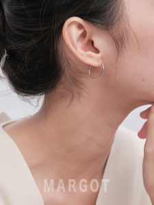 Handmade Pure Silver Hoop Earrings Women Large Circle Simple Design Fashionable Vintage Post Studs Clip-On Earrings