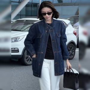 YUFUQING | Retro American Fashion Blue Long Sleeve Denim Jacket Womens Early Autumn New Loose Casual Personality Top Korean Style Commute