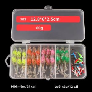 TAIYU | Bộ Mồi Câu Giả Mềm TAIYU 37 Chiếc Dạng Sâu Nhỏ Mô Phỏng Sinh Vật 5cm Đuôi Chữ T Nổi Chất Liệu TPE Dùng Cho Câu Biển Câu Thuyền Câu Đáy Câu Trên Bờ Biển.