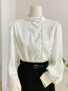 Womens Thickened Fleece Lined Stand Collar Long Sleeve Shirt Vintage Style Inner Wear Autumn Winter Fashion Top Quality Material