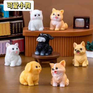Micro Landscape Creative Cute White Dog Golden Retriever Corgi Shiba Inu Doll Decorations Car Desktop Mini Small Ornaments