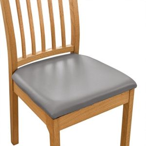 PU Leather Square Chair Cushion Cover Waterproof Kitchen Dining Seat Slipcovers Removable Dining Room Chair Seat Cushion