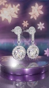 RoyStone - Anting Wanita Moissanite Sertifikat GRA Original Lapis Emas - Fleur Earring