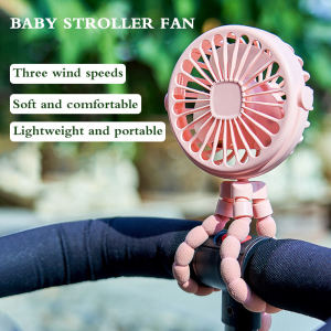 ⚡PH deliveryIn stock⚡Octopus Stroller Fan Life1 Portable Mini USB Rechargeable Clip-On Fan 3000mAh Battery Strong Wind Quiet Cooling for Baby Pram Desk Car & Outdoor【Mini fan】
