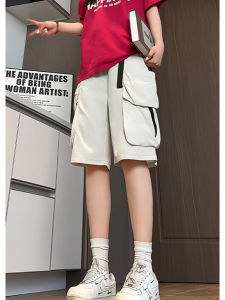 Quần Short Lụa Băng Nam Mùa Hè Mỏng Thể Thao Ngoài Trời Quần Ống Đứng Màu Xám Quần Ống Rộng Cạp Vừa Quần Áo Bảo Hộ Lao Động