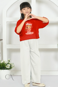 Setelan Crop Top Kulot Anak Perempuan Karakter Anomali Kemerdekaan Indonesia | Baju Set Cewek Anomali 6 8 10 12 14 tahun
