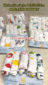 Sét 5 khăn sữa cho bé sơ sinh  khăn xô 6 lớp khăn sữa cotton Oganic mềm mại thấm hút tốt kt 25x25cm