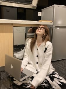 Korean Style Half-Fleece Sleepwear Set Womens Thickened Winter Home Clothes Long Sleeve V-Neck Button Front Closure Home Outfit