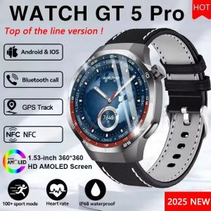 2025 New Fashion Watch GT5 Pro GPS NFC Smart Watches Men 1.53"AMOLED Compass Altimeter Waterproof Bluetooth Call Smart Bracelet