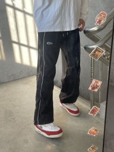 American Style Vintage Side Stripe Casual Pants Men Women Straight Leg Wide Leg Long Trousers Spring Autumn Sportswear