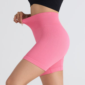 ผู้หญิง ฟิตเนสโยคะ กางเกง ไม่มีรอยต่อ ยืดได้ Tummy Control Butt Lifting Compression Capris ระบายอากาศได้ดี ขี่จักรยาน กางเกงขาสั้น