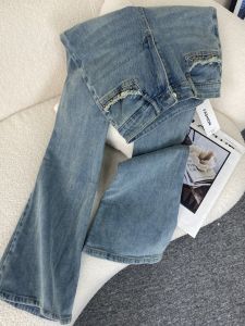 กางเกงยีนส์ทรงขาบานเอวสูงสำหรับผู้หญิง กางเกงขายาวทรงขาบานทรงหัวม้าลายย้อนยุค ทรงสลิมฟิต ทรงหลวม ทรงหลวม ทรงหลวม