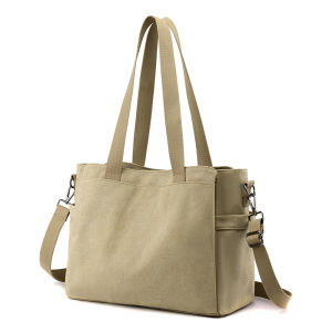 Large Capacity Shoulder Messenger Bag Womens Canvas Bag Multi-Compartment Work Commuter Hand-Carrying Bag Casual Pocket Messenger Bags Tide