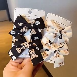 ELMORA | JP1756 Set Jepit Rambut Pita Anak Motif Beruang Brown Jepitan Pita Lucu Anak Model Korean
