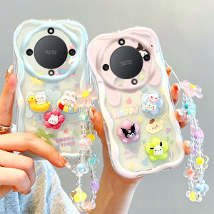 Casing HonorX9b Honor X9b 5G Phone Case Hot Deals New Design 3D Doll Cute Cartoon Flower Rabbit Dog Kuromi Silicon Lens Protection Soft Cover with Bracelets 2024