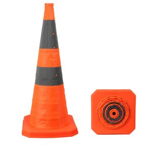 กรวยจราจรสะท้อนแสงแบบพับได้ 30/45/70 ซม. ความสูงกรวยจราจรแบบพับได้อเนกประสงค์แถบสะท้อนแสงกรวยถนน