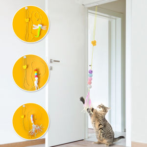 Hanging Automatic Interactive Cat Toy Funny Mouse Toys Cat Stick with Bell Toy for Kitten Playing Teaser Wand Toy Cat Supplies