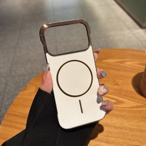 Electroplating Borderless Magnetic Gold-Wire Phone Case For iPhone 17 Air Pro Max For Magsafe Wireless Charge Cooling PC Cover
